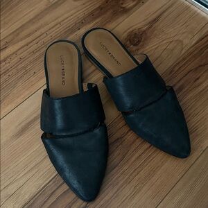 Lucky Brand Black Leather Slip-On Shoes